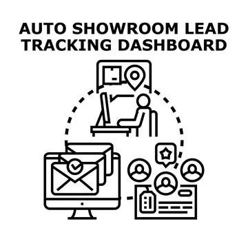 Auto showroom lead tracking dashboard managing customer relations Stock Illustration