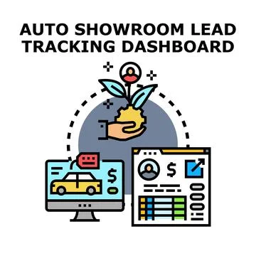 Auto showroom lead tracking dashboard converting prospects Stock Illustration