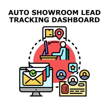 Auto showroom lead tracking dashboard managing customer relations Stock Illustration