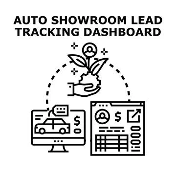 Auto showroom lead tracking dashboard converting prospects Stock Illustration
