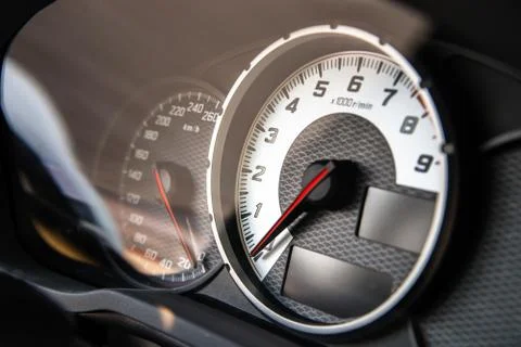 Auto speed control dashboard Stock Photos