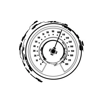 Auto speedometer dashboard with digits scale, speed gauge, vector speed Illustrazione stock