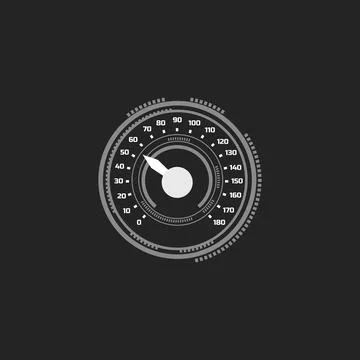 Auto speedometer dashboard digits scale, monochrome gray car speed gauge, vector Illustrazione stock