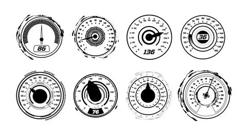 Auto speedometer dashboard with digits scale, digital gauge, speed accelerate Stock Illustration