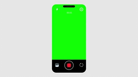 Auto Start Phone Camera UI Timer Animation With Green Screen And Alpha Stock Footage 333815092