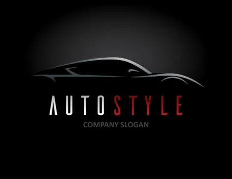 Auto style car logo design with concept sports vehicle silhouette Stock Illustration