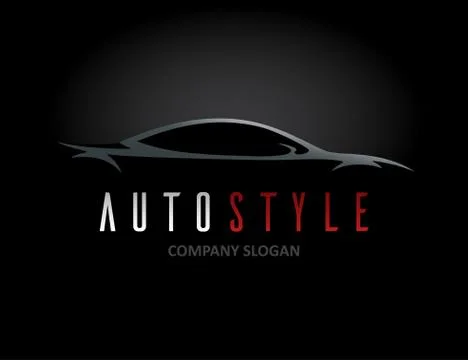 Auto style car logo design with concept sports vehicle silhouette Stock Illustration