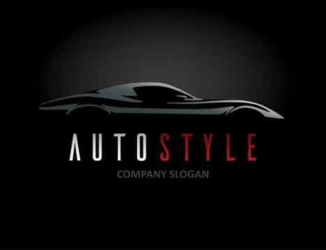 Auto style car logo design with concept sports vehicle silhouette Stock Illustration