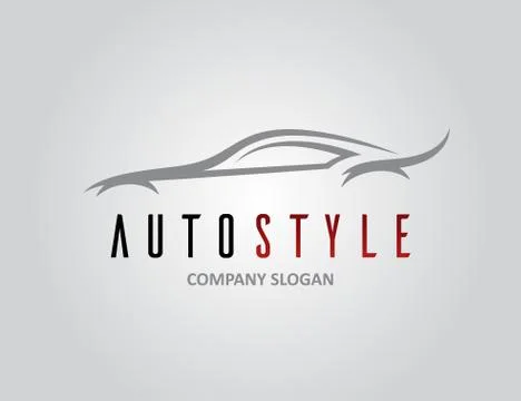 Auto style car logo design with concept sports vehicle silhouette Stock Illustration