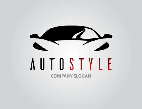 Auto style car logo design with concept sports vehicle silhouette Stock Illustration