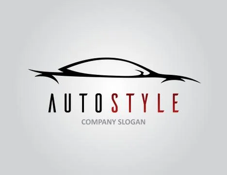 Auto style car logo design with concept sports vehicle silhouette Stock Illustration