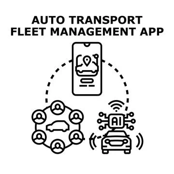 Auto transport fleet management app concept Stock Illustration