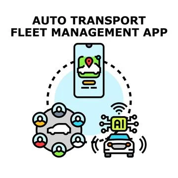 Auto transport fleet management app concept Stock Illustration