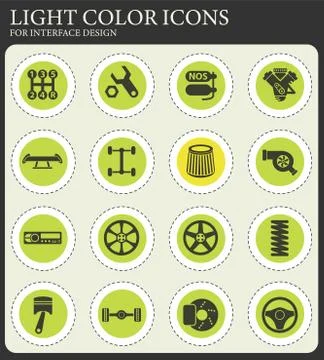 Auto tuning icon set Stock Illustration