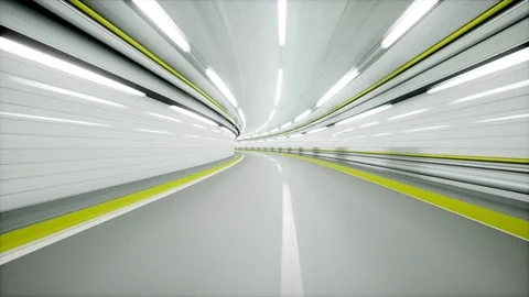Auto tunnel, fast driving. 3d rendering. Stock Footage 70059420