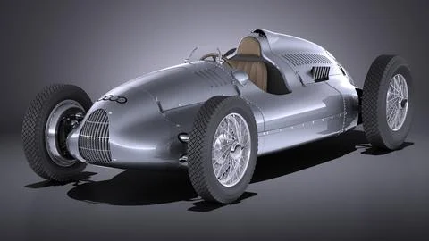 Auto Union Type D 1938 race car 3D Model