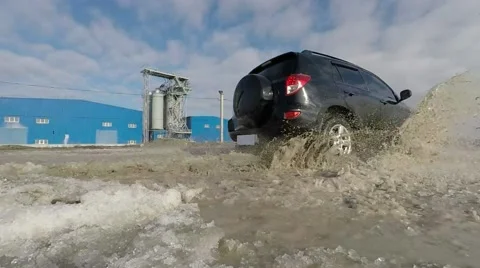 Auto unmarked. Car passes close to the camera. Stock-Footage 60258406