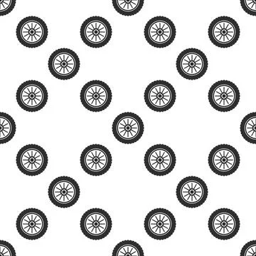 Auto wheel vector seamless pattern - Vehicle tire and disc vector element Stock Illustration