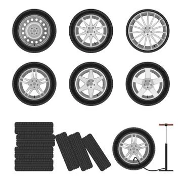 Auto wheels set. 스톡 일러스트