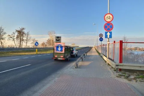 Auto when driving at long shutter speeds. Motion blur. Stock Photos