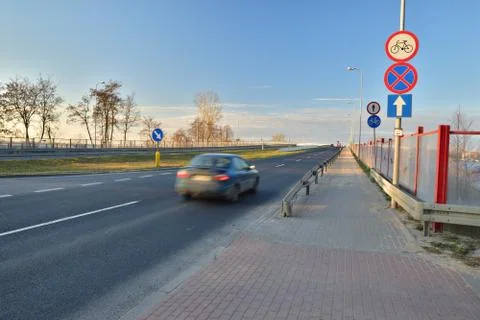 Auto when driving at long shutter speeds. Motion blur. Stock Photos