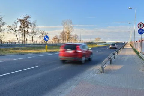 Auto when driving at long shutter speeds. Motion blur. Stock Photos