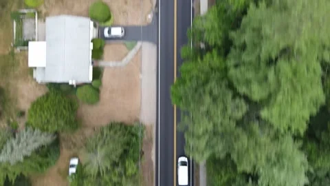 Auto White Van Direct Overhead Van Passes Thru Shot 0049 Stock Footage 137405876