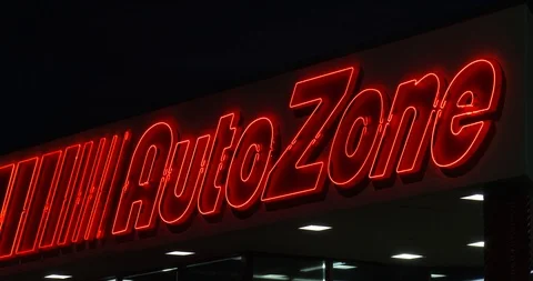 Auto Zone - Neon Store Front Sign Stock Footage 88893404