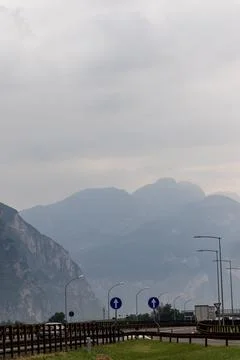 Autobahn A22, E45 in the Alpine mountains Italy Austria at the Brenner Pass. Stock Photos