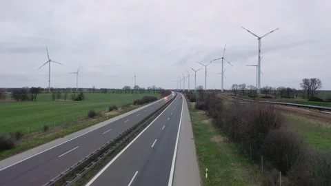 Autobahn  Germany   Windmills , Installing a Windmill Stock Footage 131141304