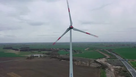 Autobahn  Germany   Windmills , Installing a Windmill Video stock 131142591