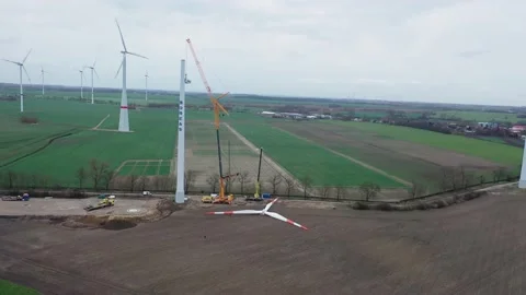 Autobahn  Germany   Windmills , Installing a Windmill Video stock 131142718