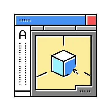 Autocad 3d program color icon vector illustration Stock Illustration