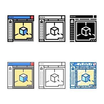Autocad 3d program color icon pack vector 스톡 일러스트