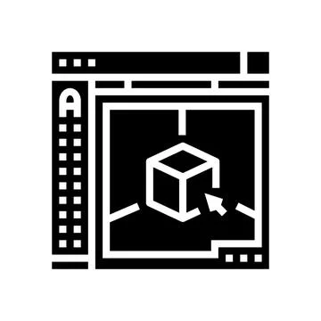 Autocad 3d program glyph icon vector illustration Stock Illustration