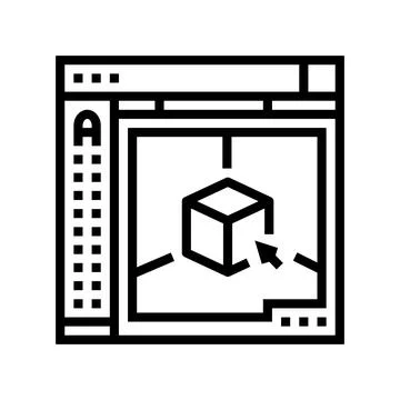 Autocad 3d program line icon vector illustration Stock Illustration