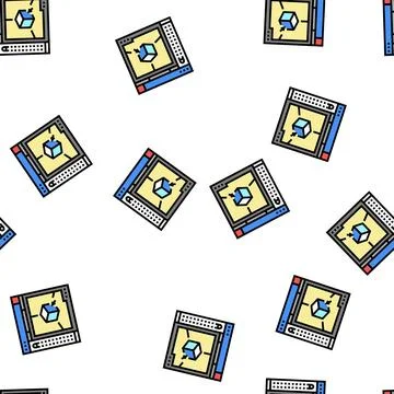 Autocad 3d program vector seamless pattern Stock Illustration