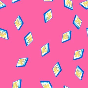 Autocomplete natural language processing nlp isometric icon seamless pattern Stock Illustration