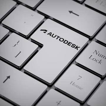 Autodesk logo notebook keycap 3d illustration stock market editorial Stock Photos