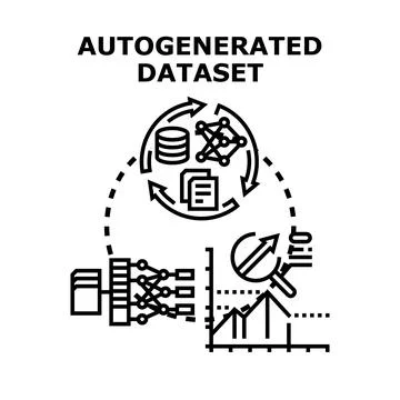 Autogenerating dataset processing creating artificial intelligence data Stock Illustration