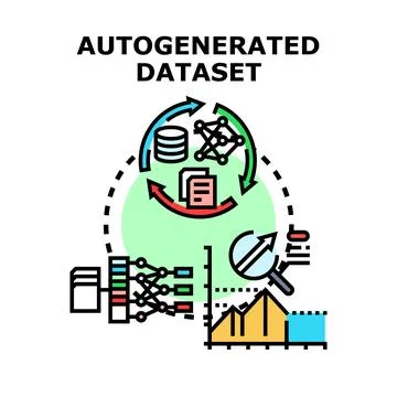 Autogenerating dataset processing creating artificial intelligence data Stock Illustration