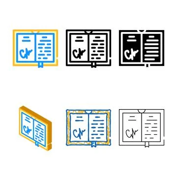 Autographed book color icon vector variations color Stock Illustration