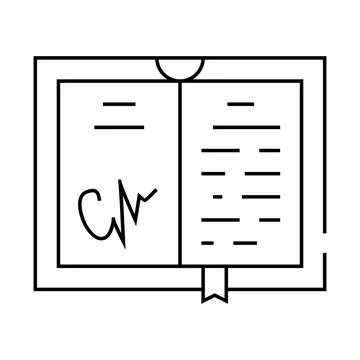 Autographed book line icon vector illustration black Stock Illustration