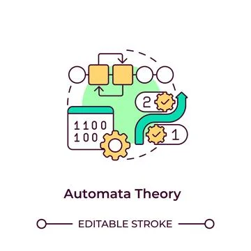 Automata theory multi color concept icon Stock Illustration