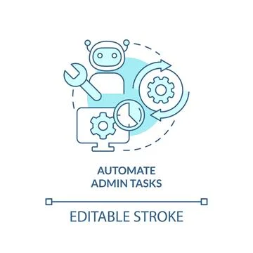 Automate admin tasks turquoise concept icon Stock-Illustration