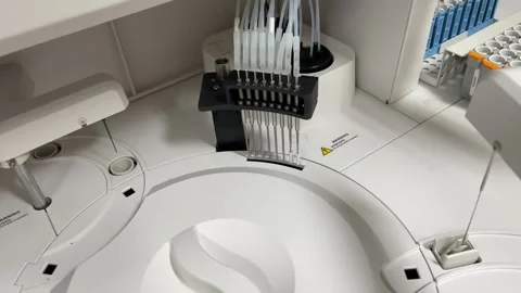Automate analyzing in modern laboratory. Stock Footage 247171628