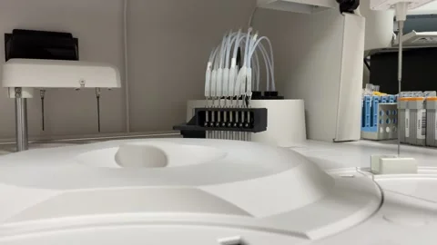 Automate analyzing in modern laboratory. Stock Footage 247171653