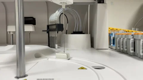Automate analyzing in modern laboratory. Stock Footage 247171657