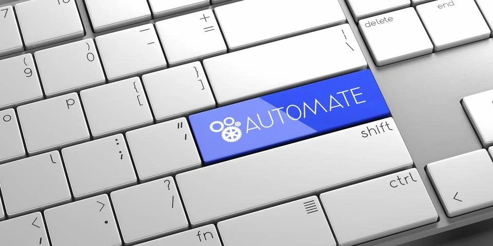 Automate - modern computer keyboard - 3D illustration Stock Illustration