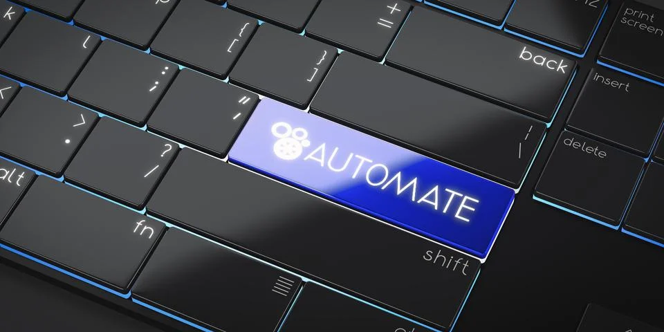 Automate - modern computer keyboard - 3D illustration Stock Illustration